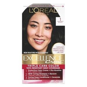 Loreal Paris Excellence Creme Hair Color #1 BLACK Triple Care Color